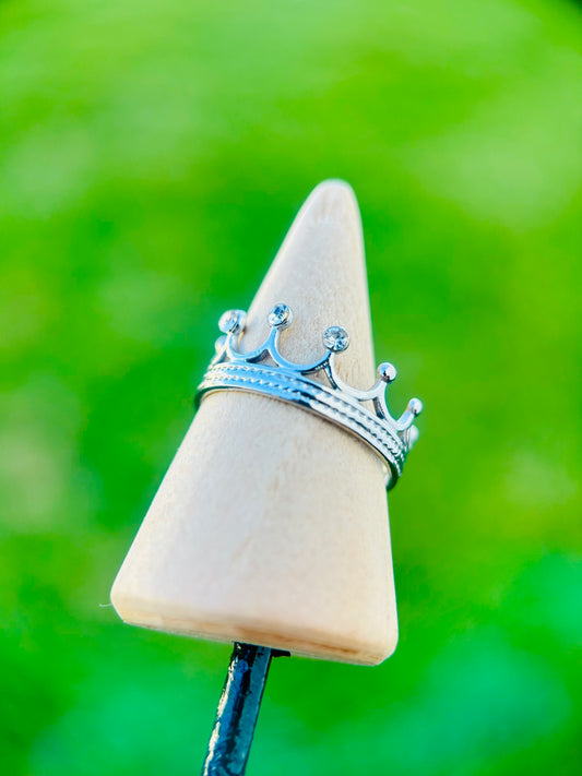 Sortija ajustable de corona plata