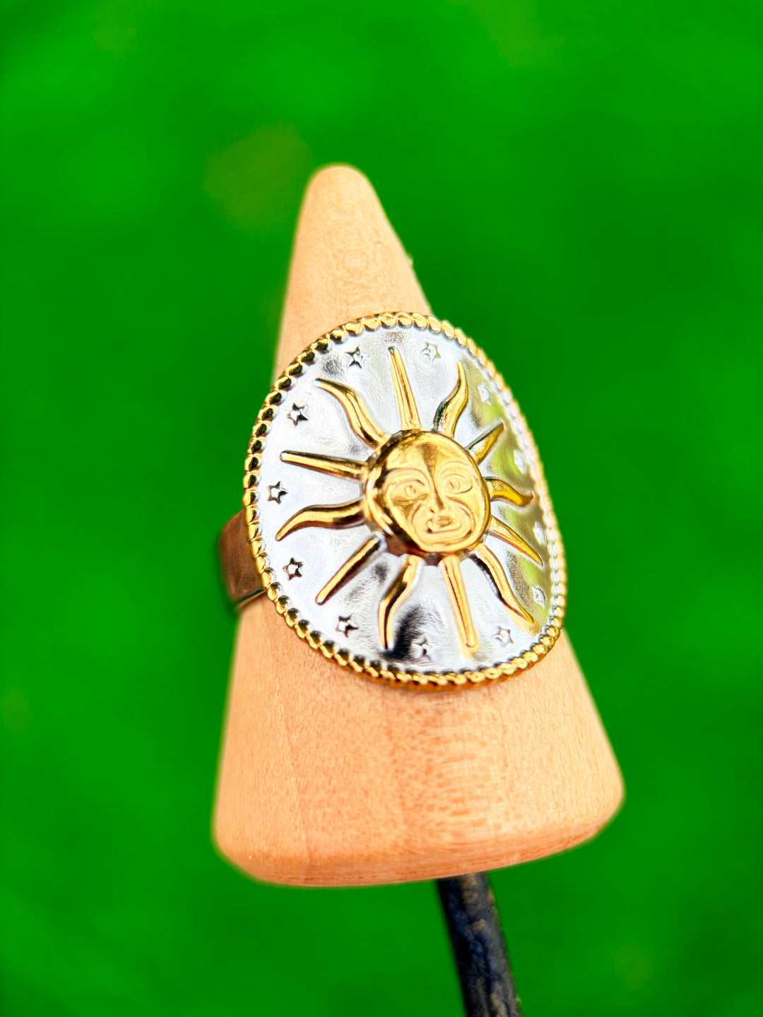 Sortija Ajustable de Sol Doble Tono