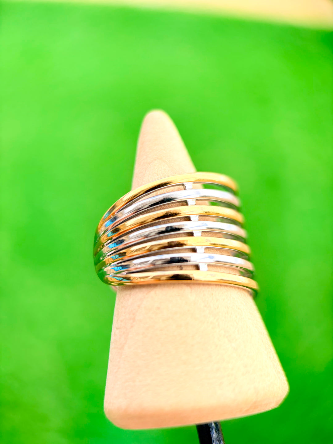 Sortija Ajustable Fashion Doble Tono
