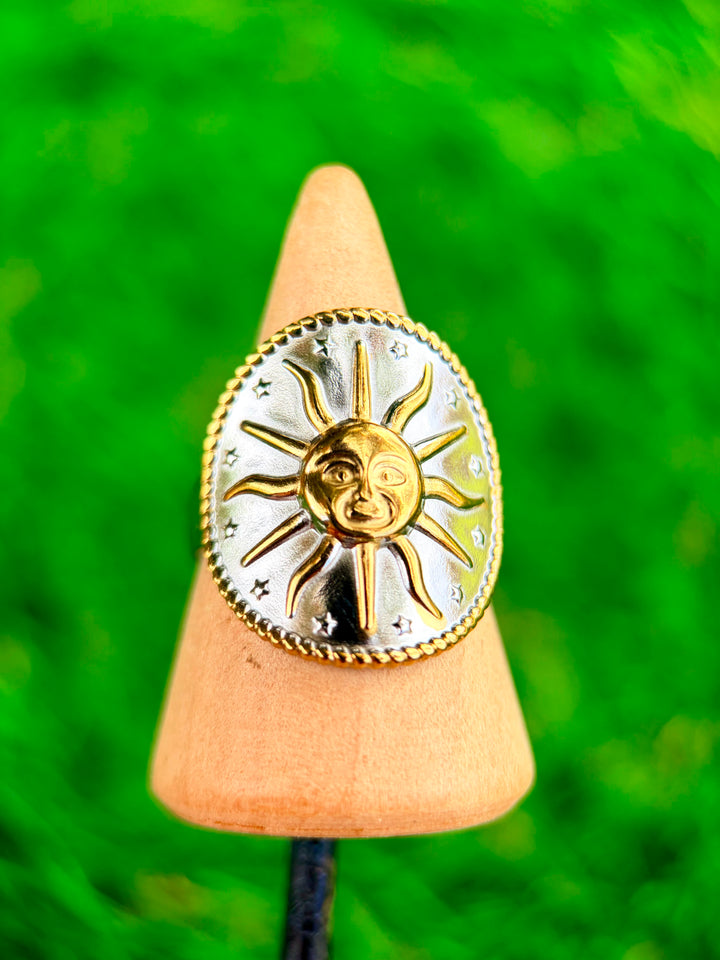 Sortija Ajustable de Sol Doble Tono