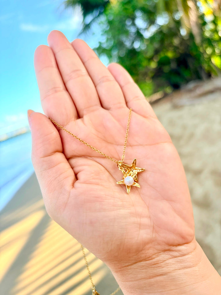 Collar de estrella de Mar Oro Brilloso