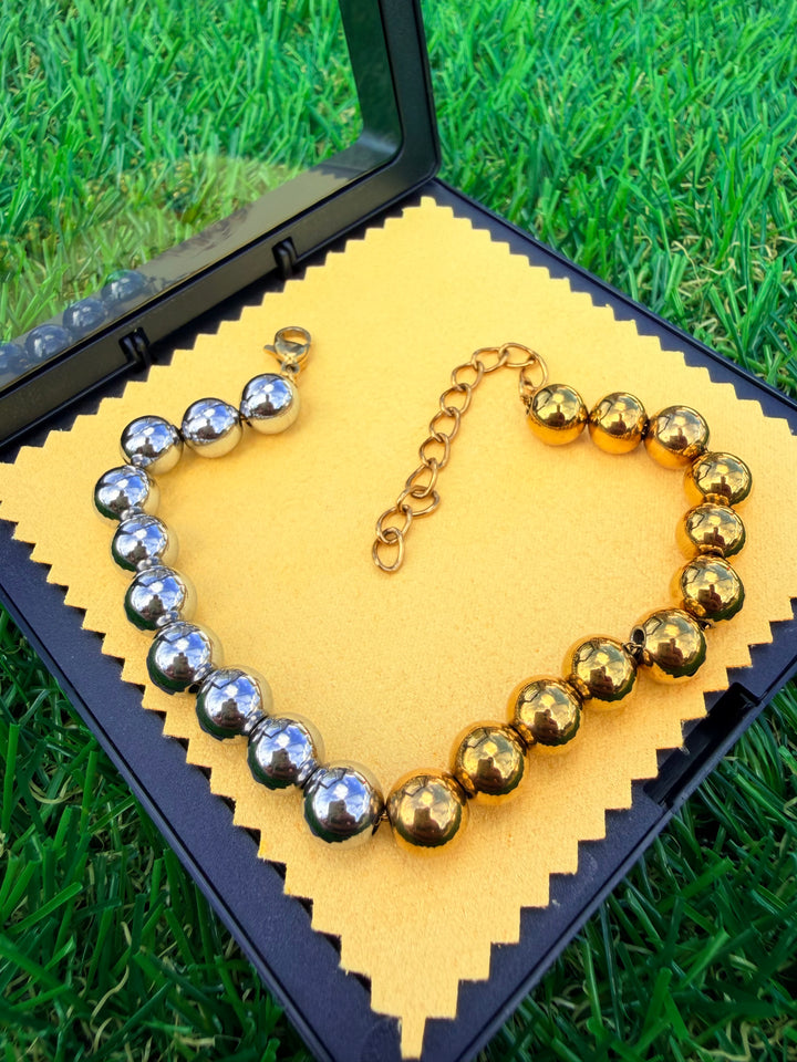Pulsera de Bolitas Doble Tono
