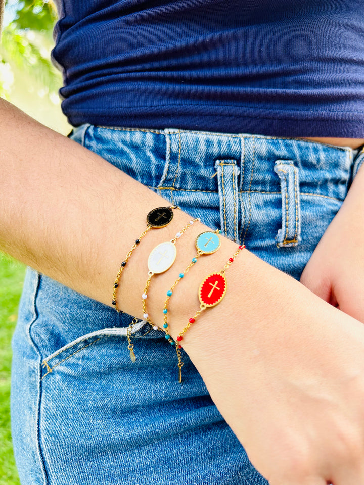 Blue Rosary Bracelet