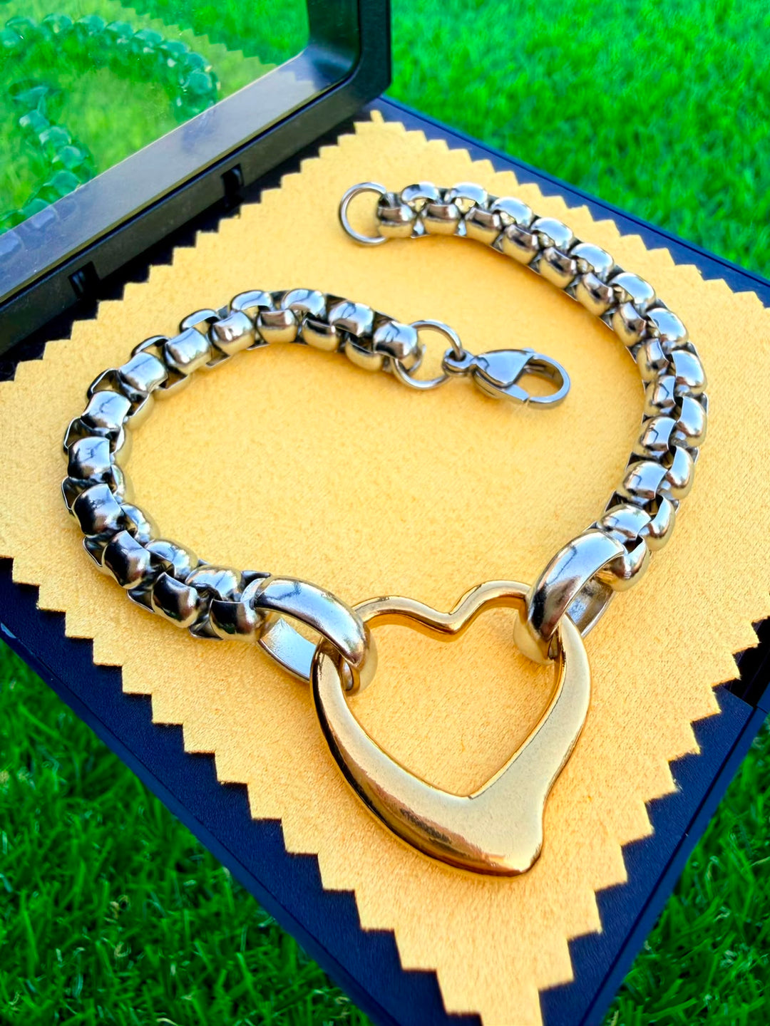 Pulsera de Corazon Doble Tono