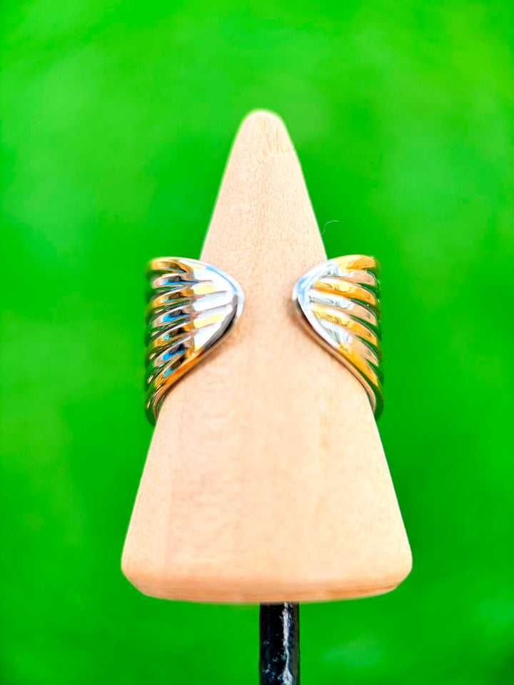 Sortija Ajustable Fashion Doble Tono