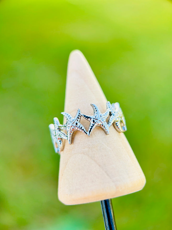Sortija de estrella de mar plata