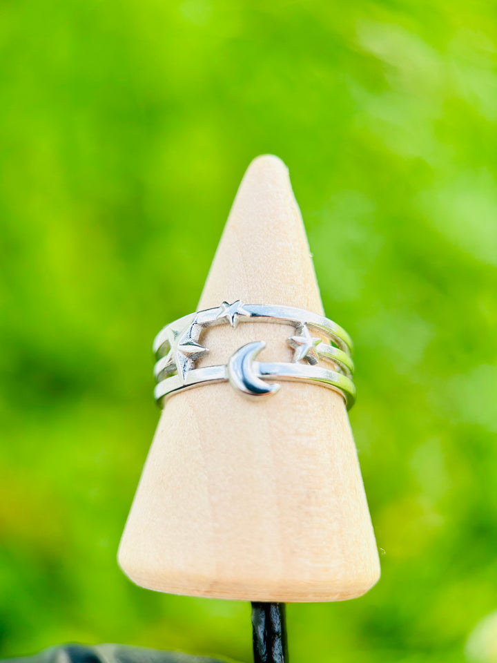 Sortija de Luna & Estrellas Plata