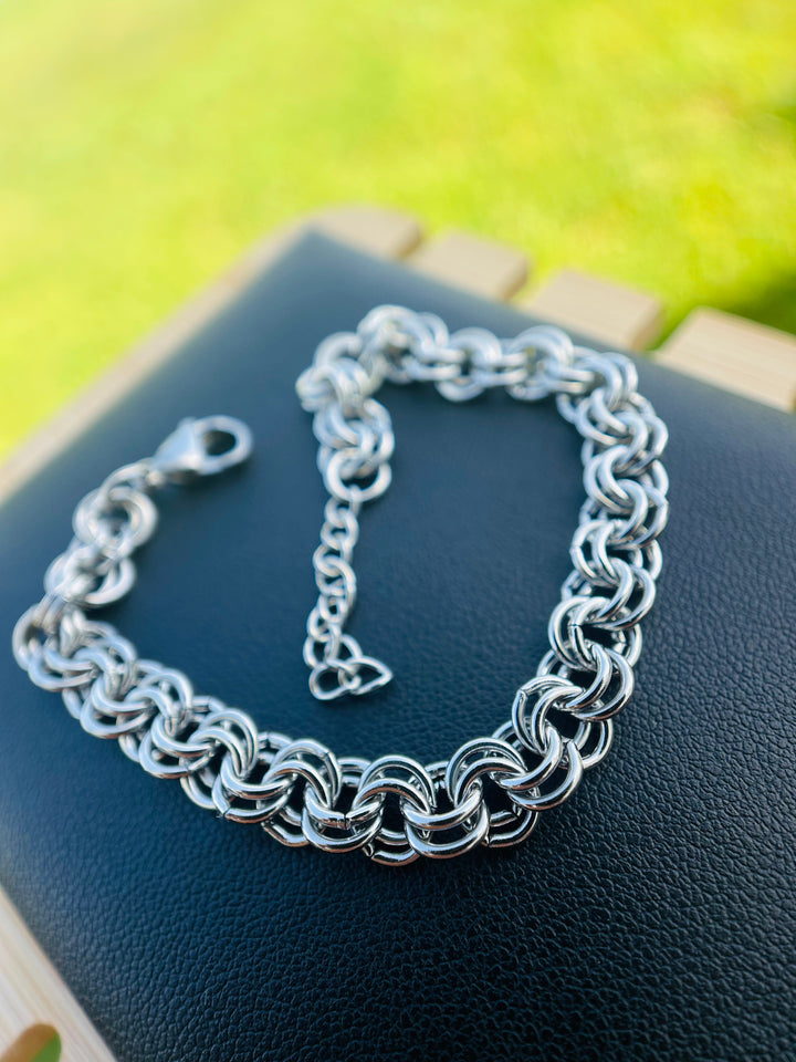 Pulsera eslabon entrelazado Plata