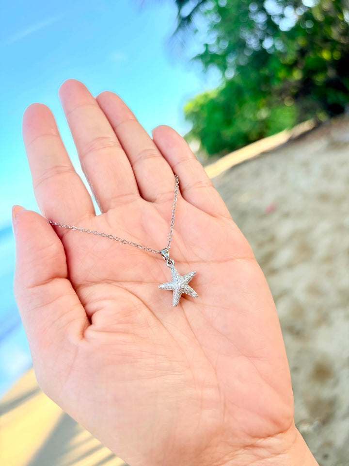 Collar de Estrella de Mar Plata Brilloso