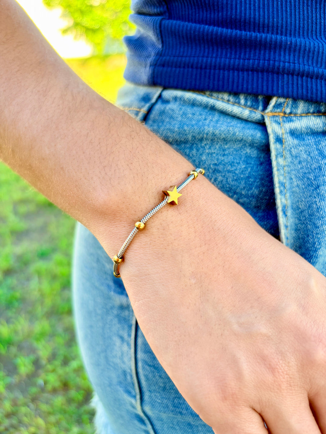 Pulsera de Estrella Doble Tono