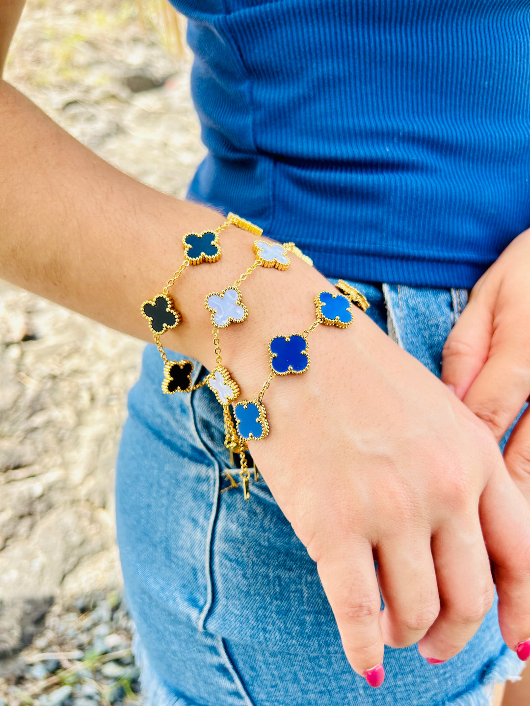 Pulsera de Trebol Azul