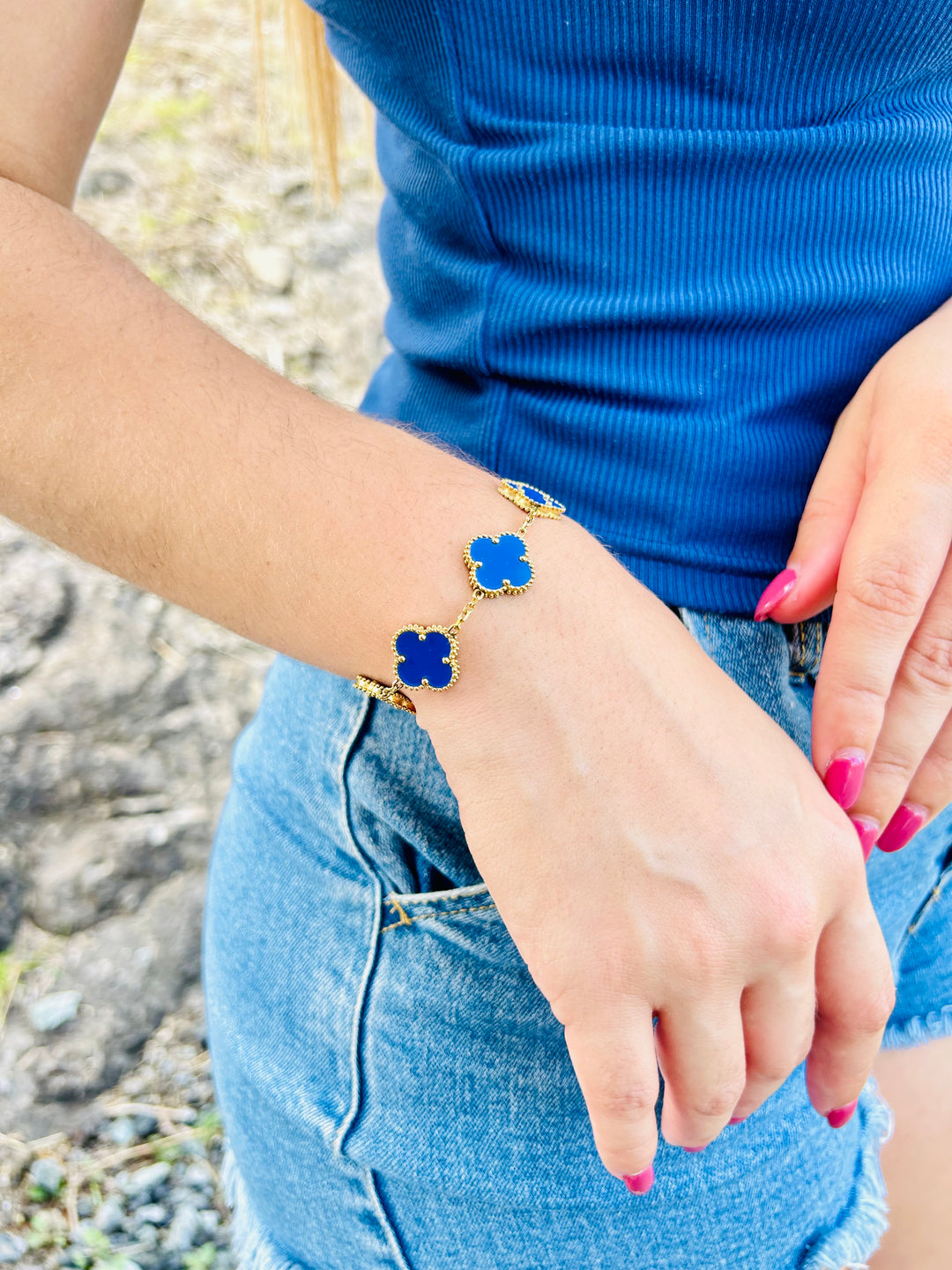 Pulsera de Trebol Azul