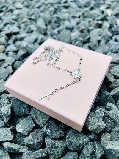 Unisex Silver Rosary