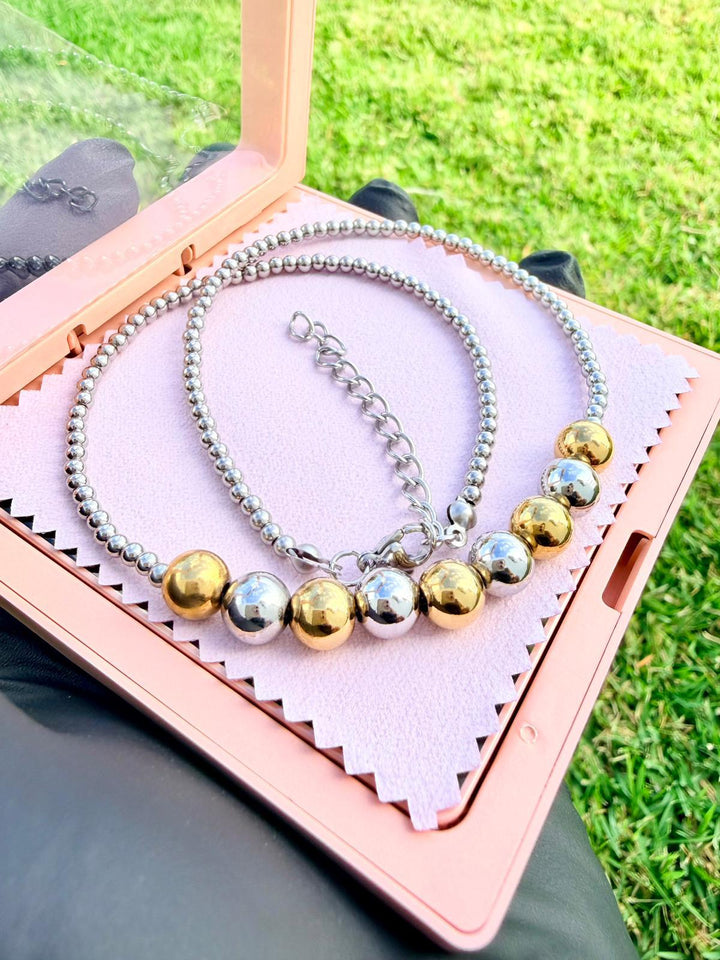 Collar de Bolitas Doble Tono