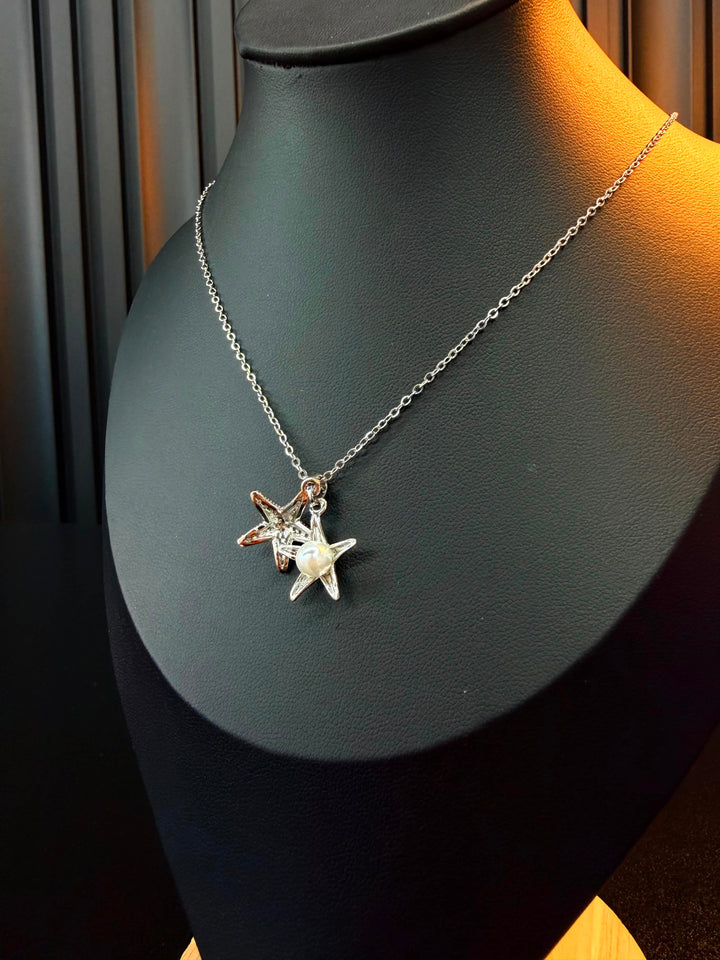 Collar de Estrella de Mar Plata Brilloso