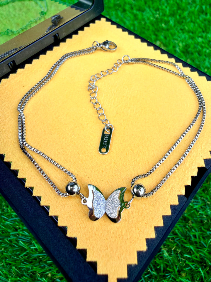 Tobillera de Mariposa Plata