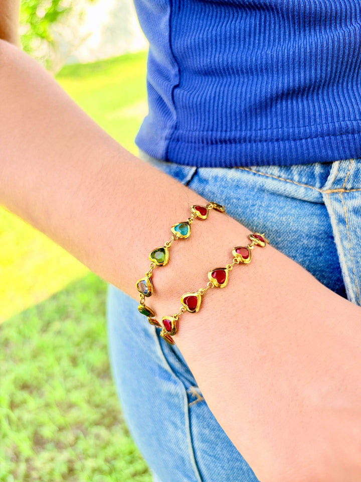 Pulsera de Corazones Roja