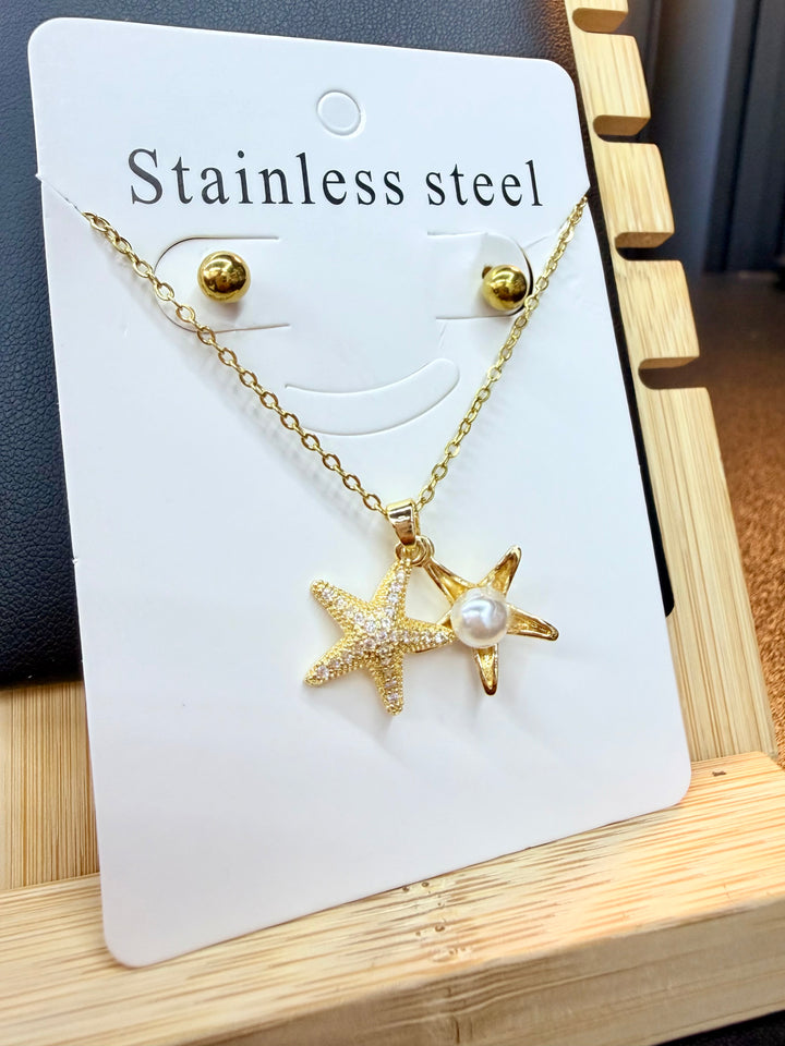 Collar de estrella de Mar Oro Brilloso