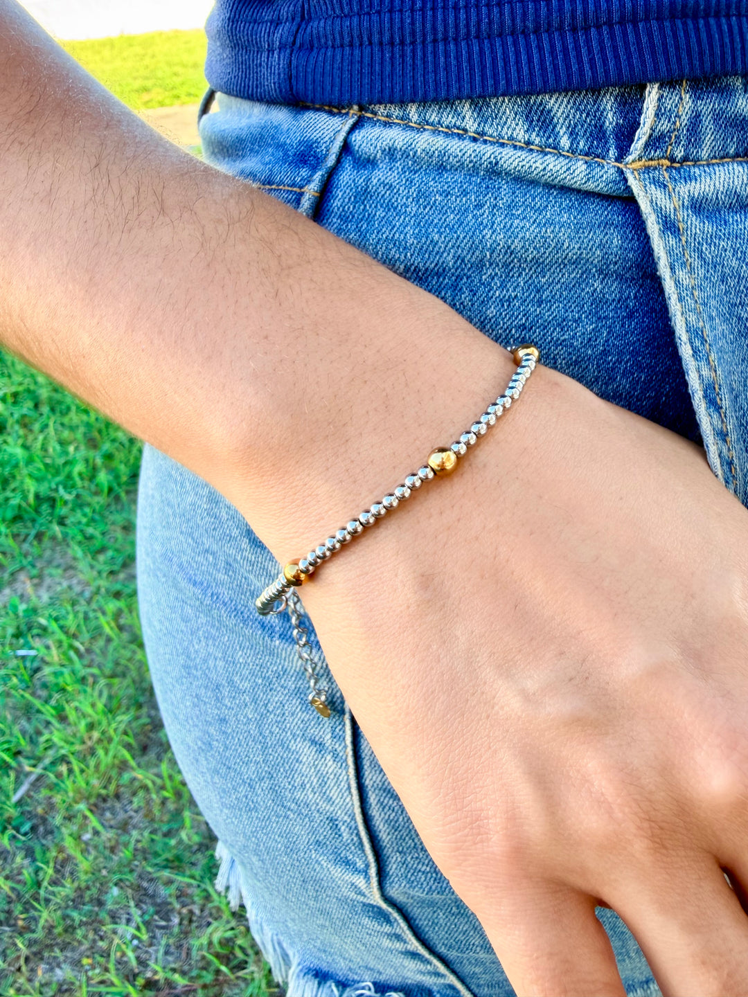 Pulsera de bolitas Doble Tono