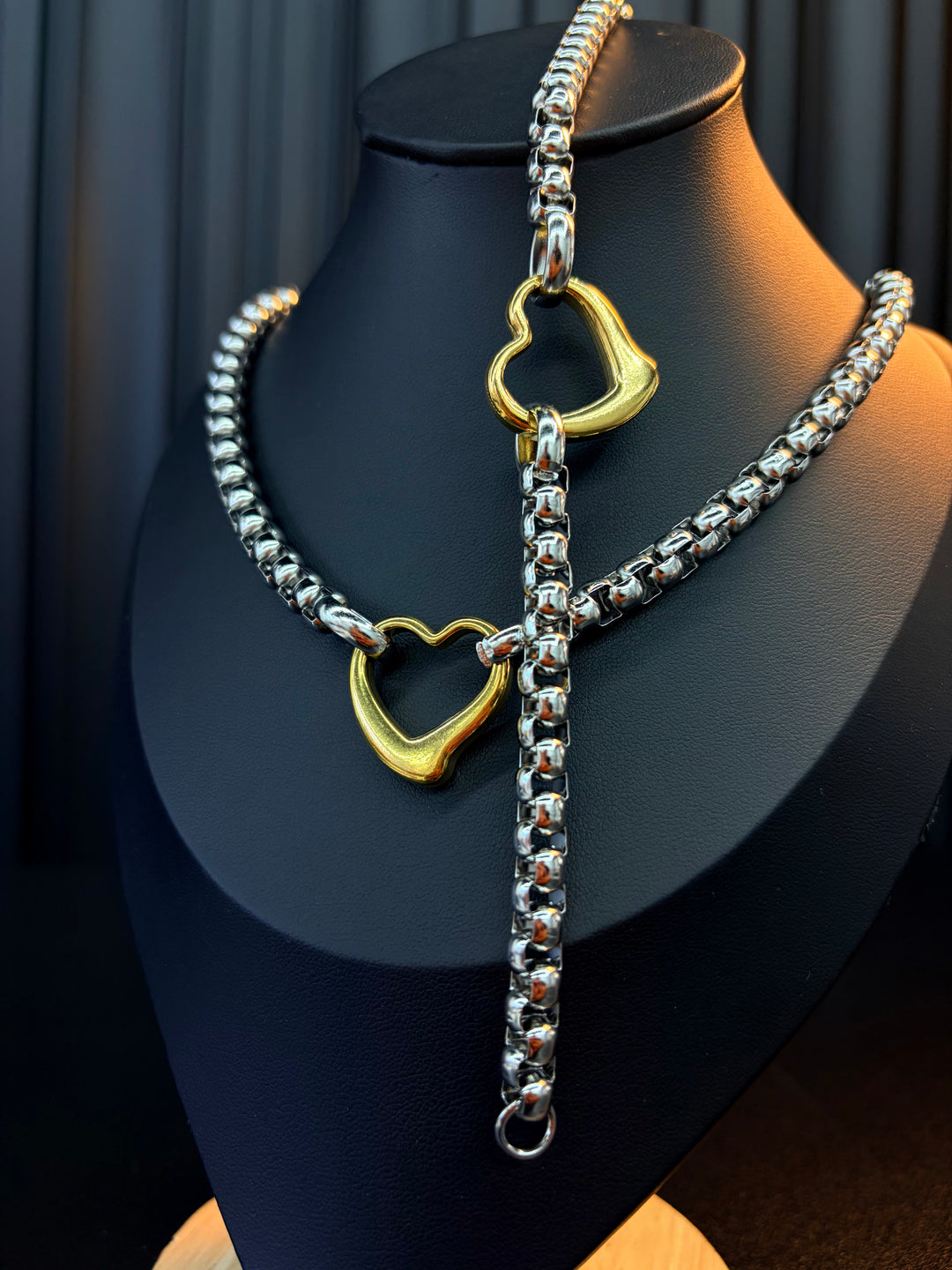 Pulsera de Corazon Doble Tono