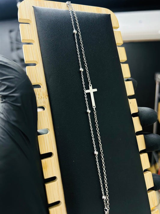 Tobillera Doble de Cruz