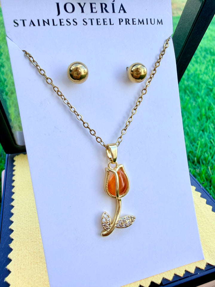 Set de Tulipan Anaranjado