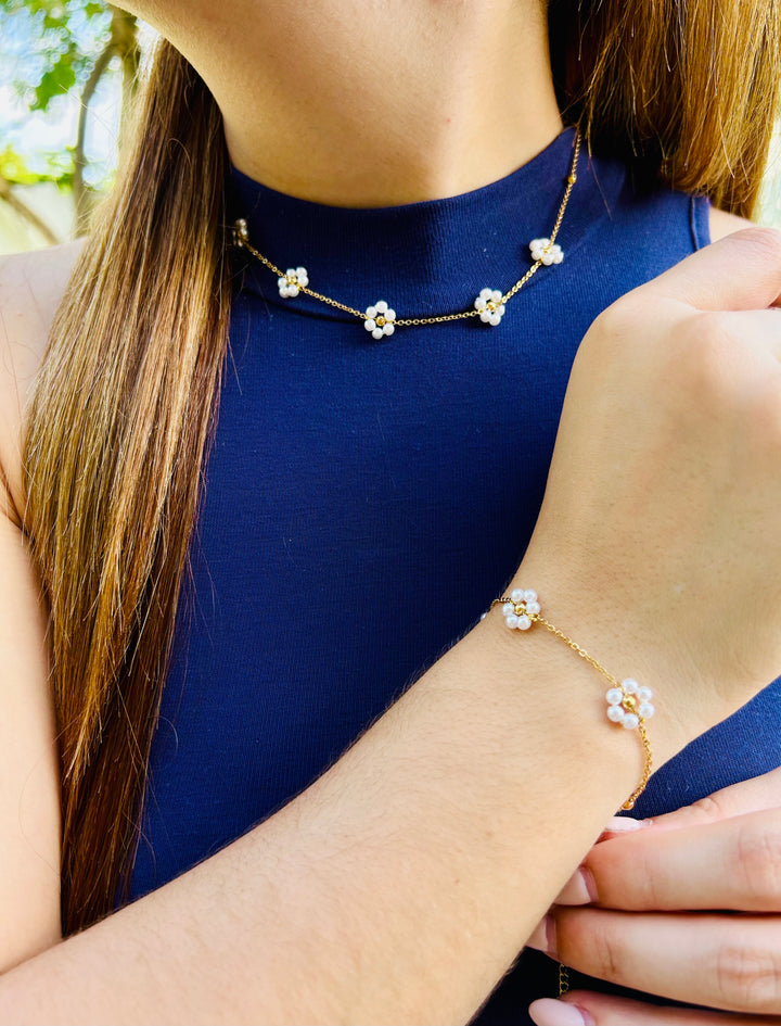 Pulsera de Flores Blanca