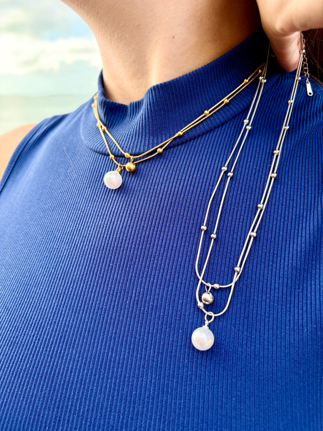 Set de collar doble plata