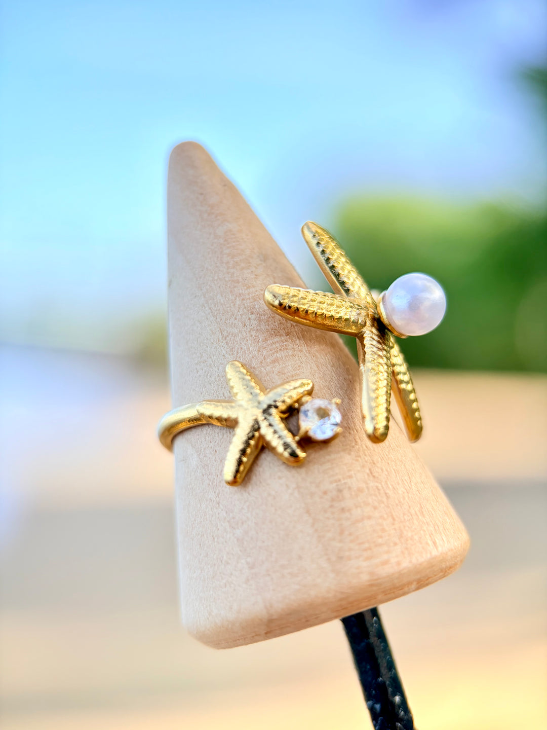 Sortija De Estrella de Mar con Perlas