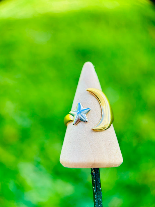 Sortija de Luna & Sol Doble Tono