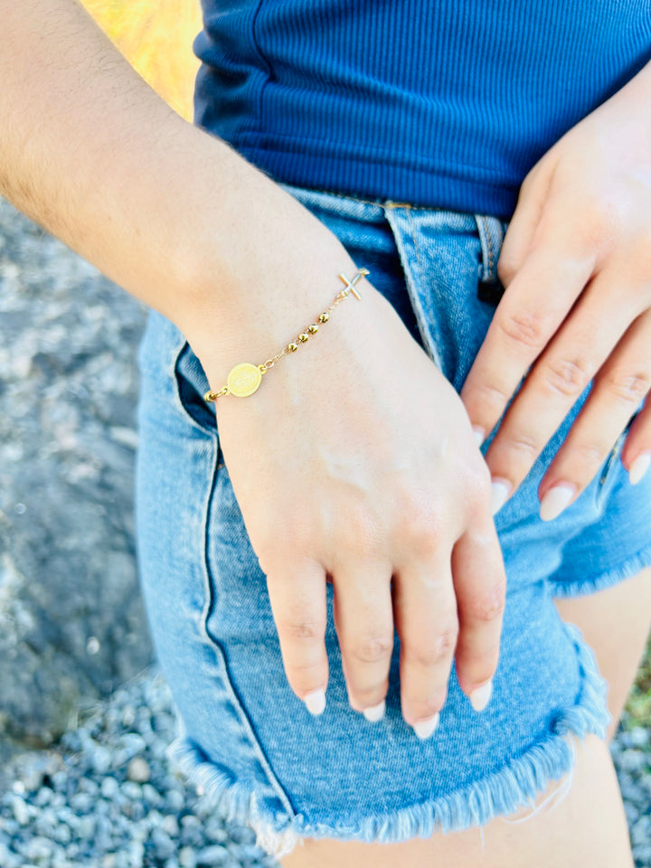 Pulsera de Rosario oro