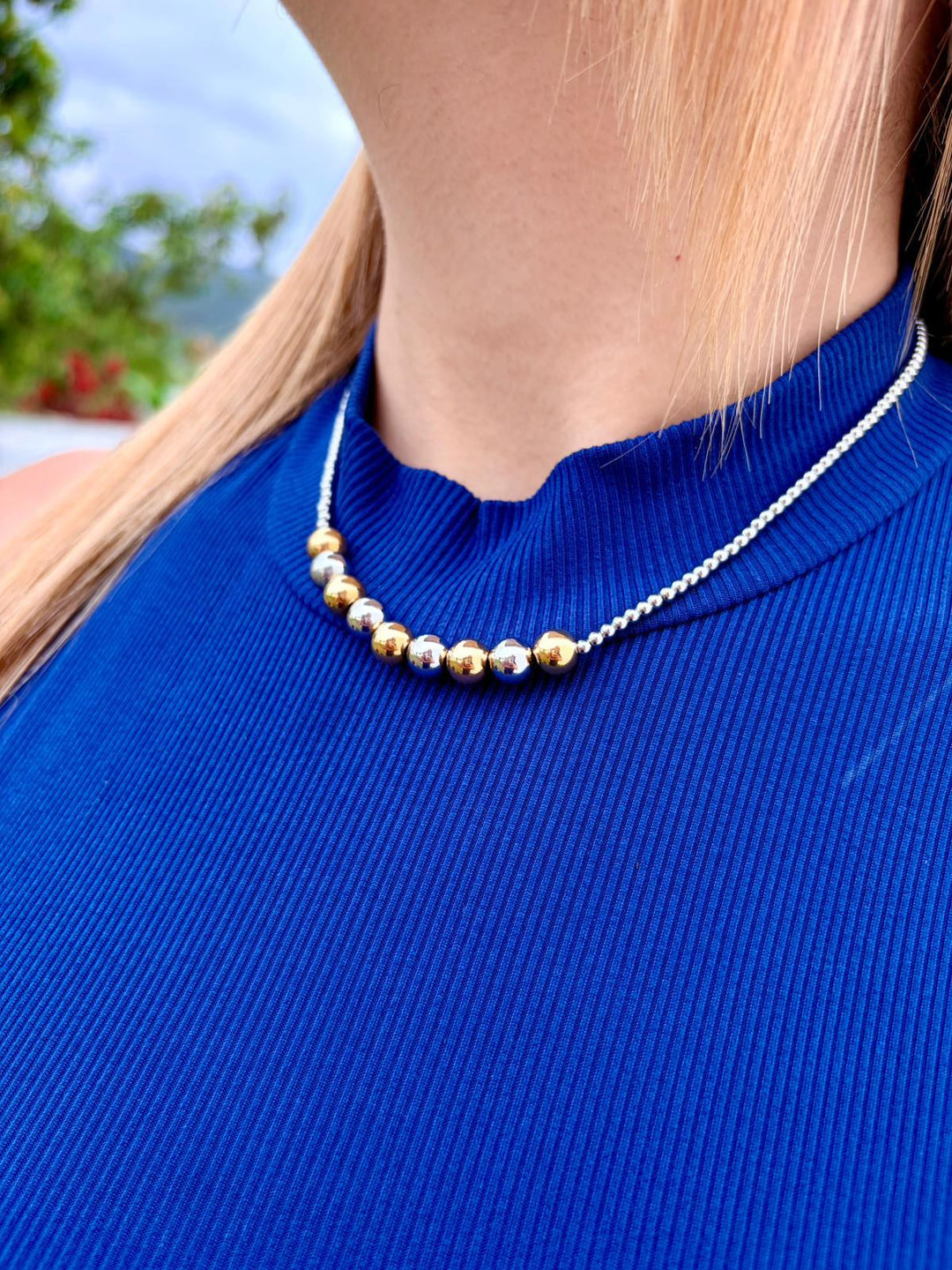 Collar de Bolitas Doble Tono