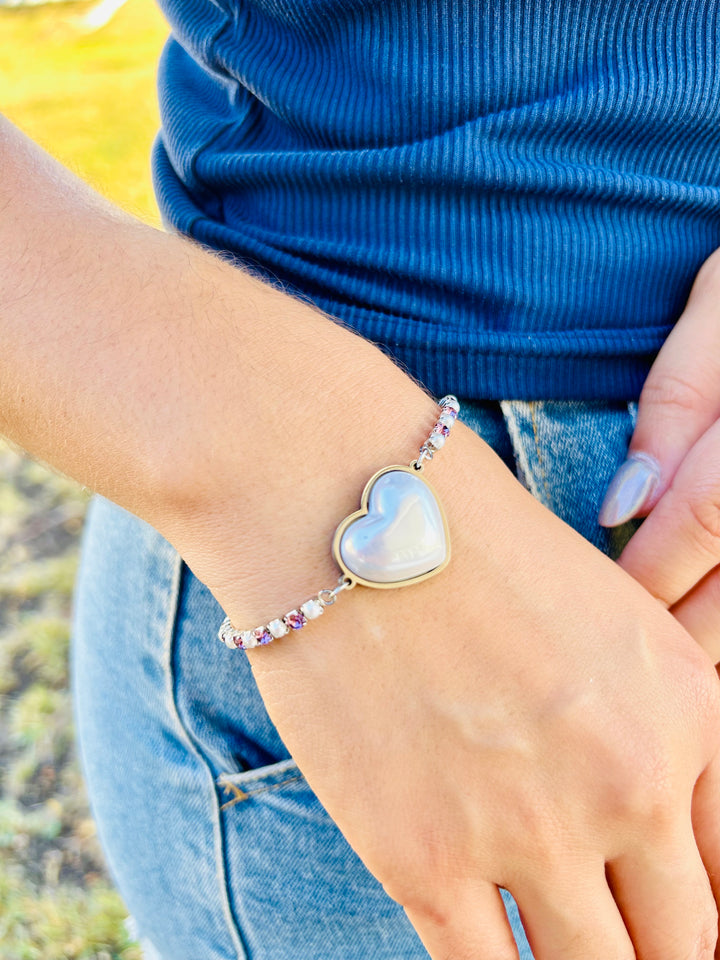 Pulsera de corazon en perla