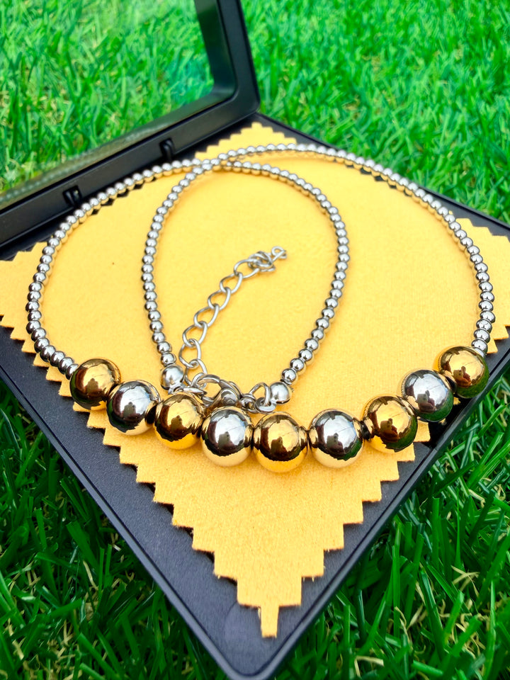 Collar de Bolitas Doble Tono