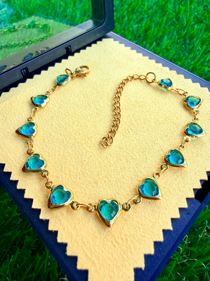 Pulsera de Corazones Azul