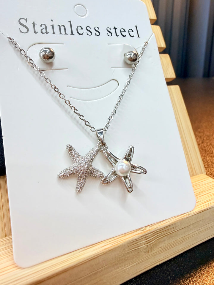 Collar de Estrella de Mar Plata Brilloso
