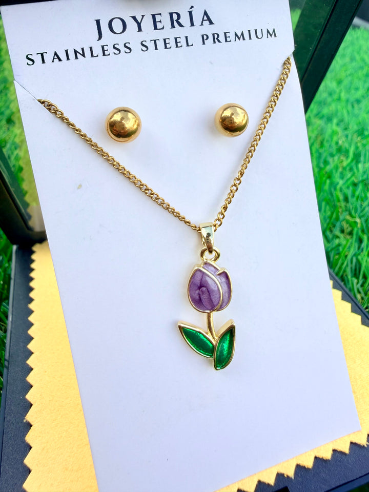 Collar de Flor Tullipan Violeta