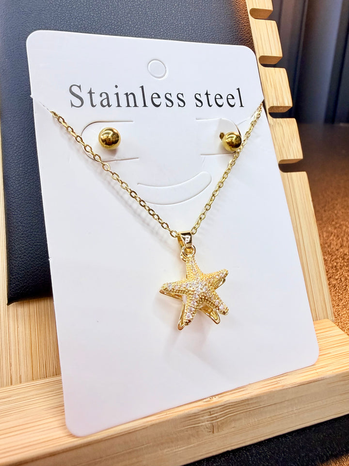 Collar de estrella de Mar Oro Brilloso