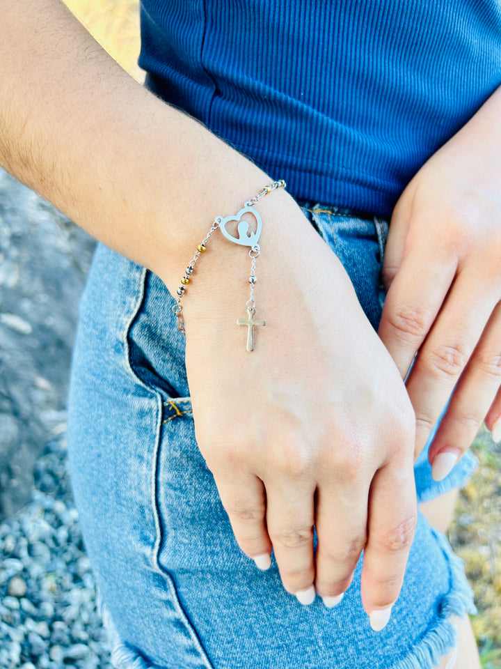 Pulsera de Rosario dos tonos