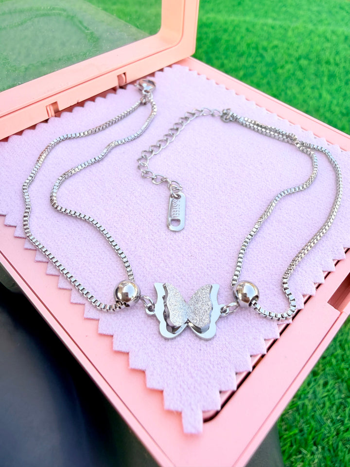 Tobillera de Mariposa Plata