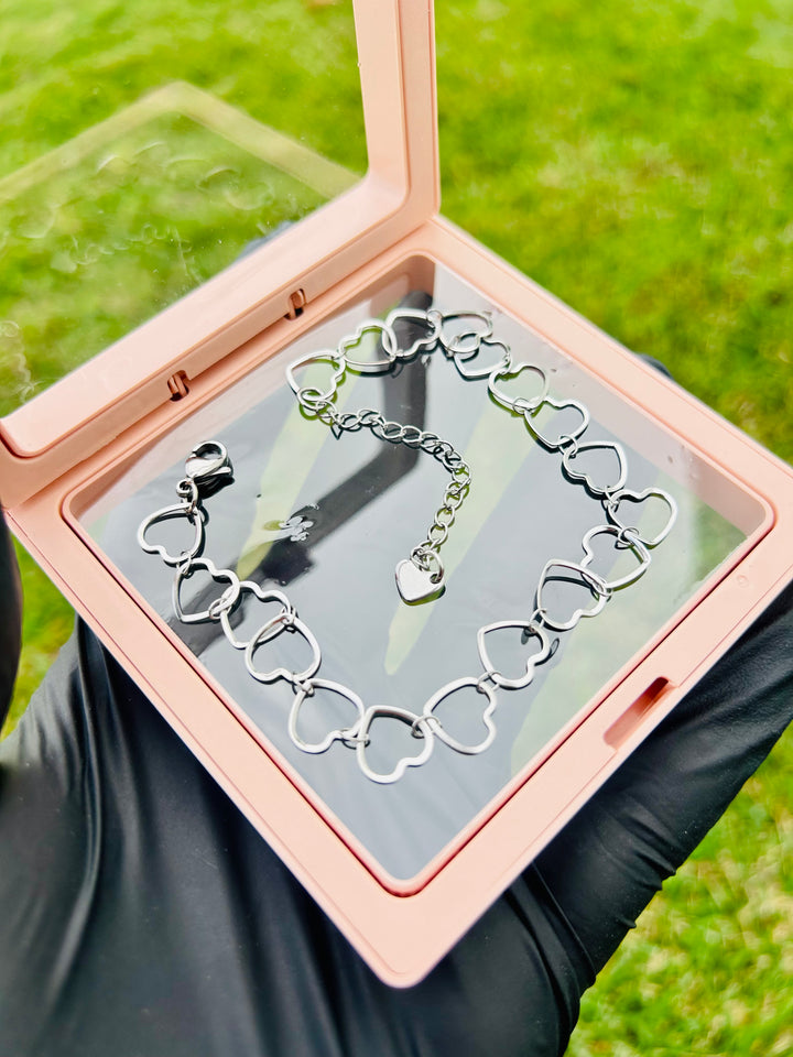 Tobillera de corazones plata