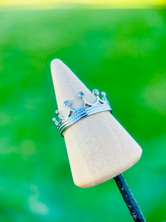 Sortija ajustable de corona plata