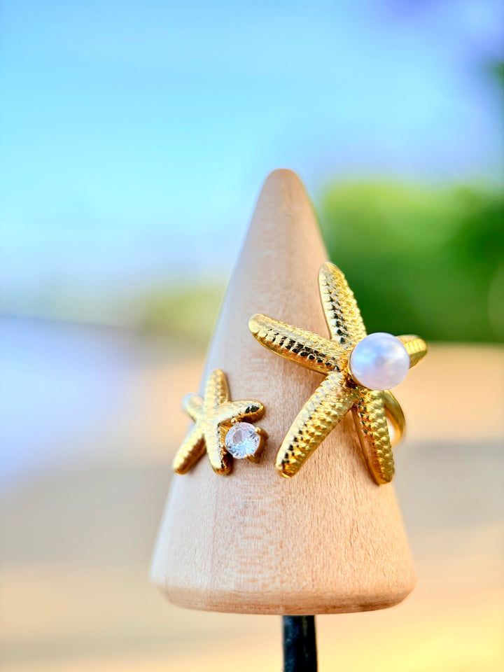 Sortija De Estrella de Mar con Perlas