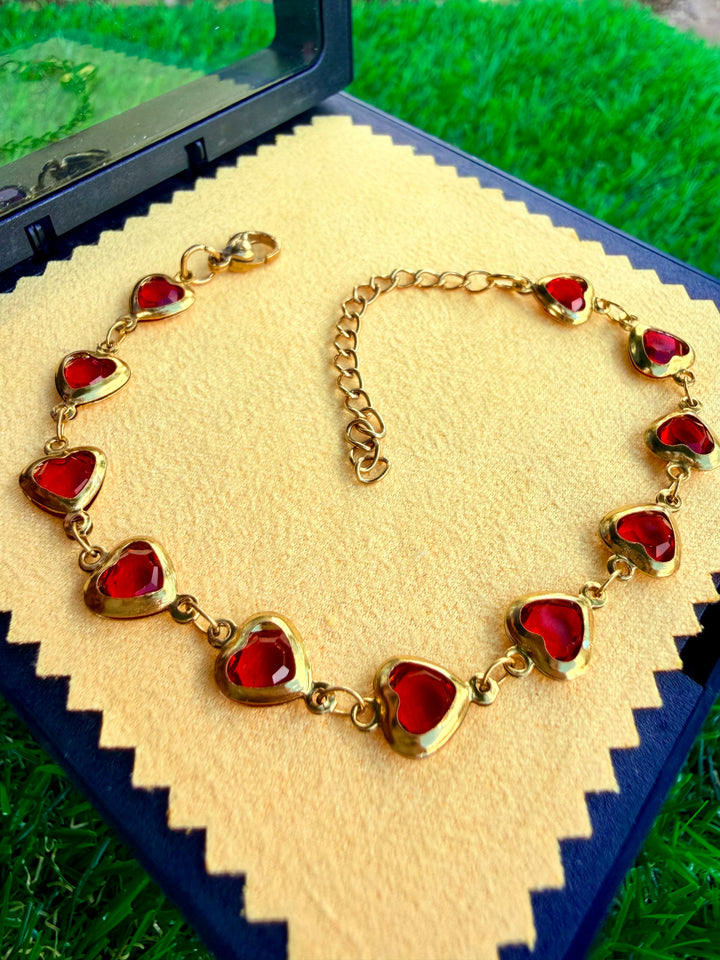 Pulsera de Corazones Roja