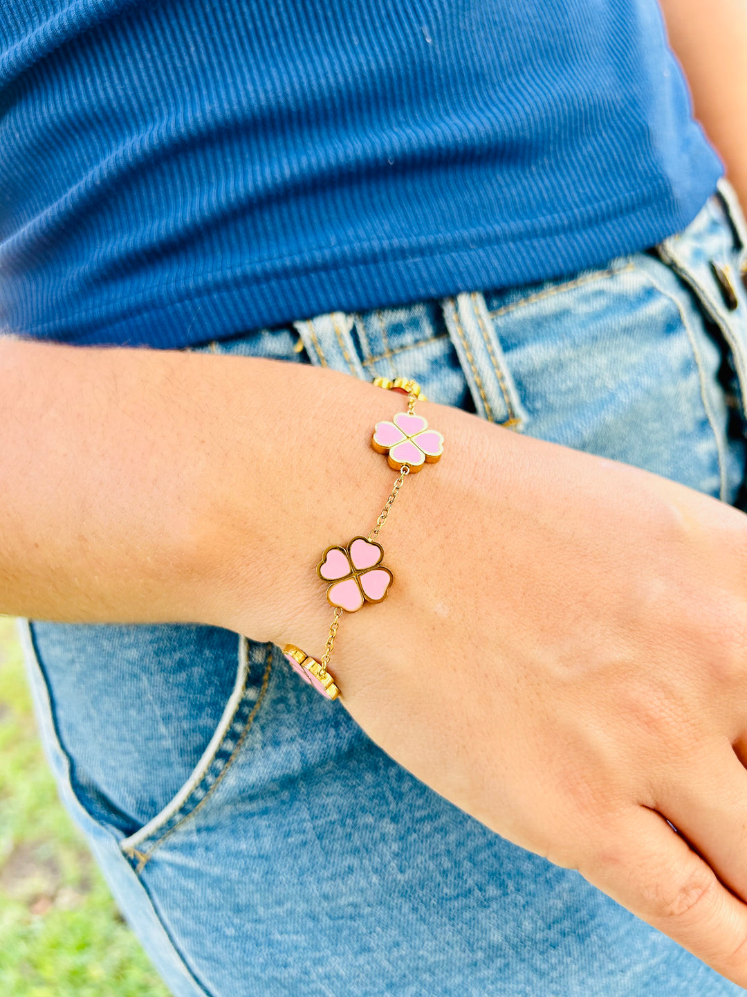 Pulsera de Corazones Rosa