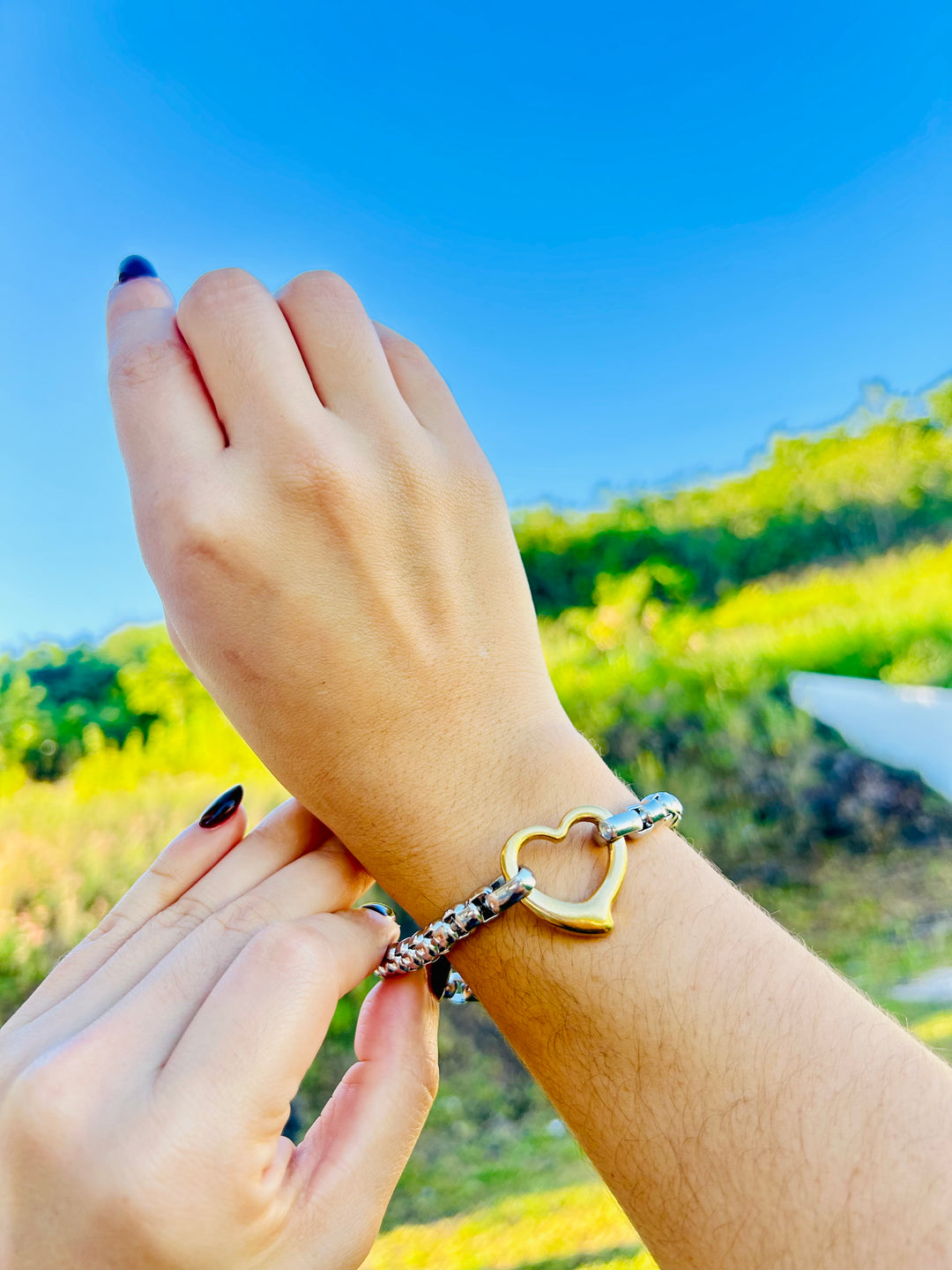 Pulsera de Corazon Doble Tono