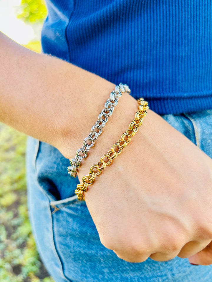 Pulsera eslabon entrelazado Plata