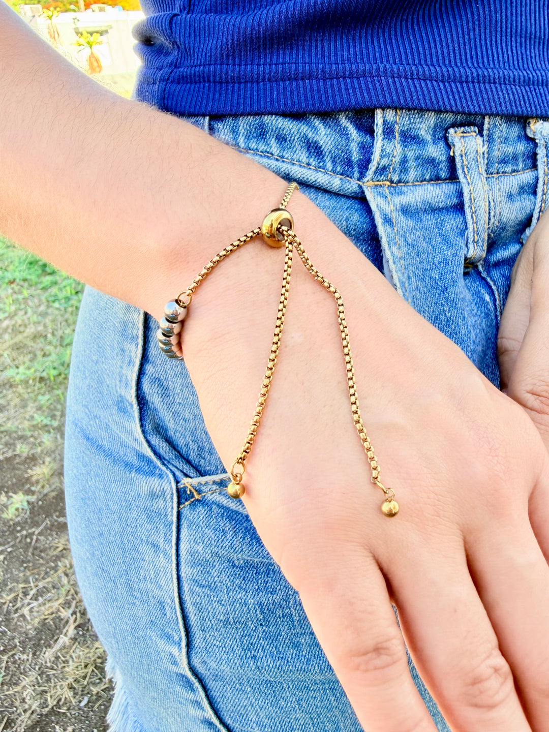 Pulsera Ajustable Doble Tono