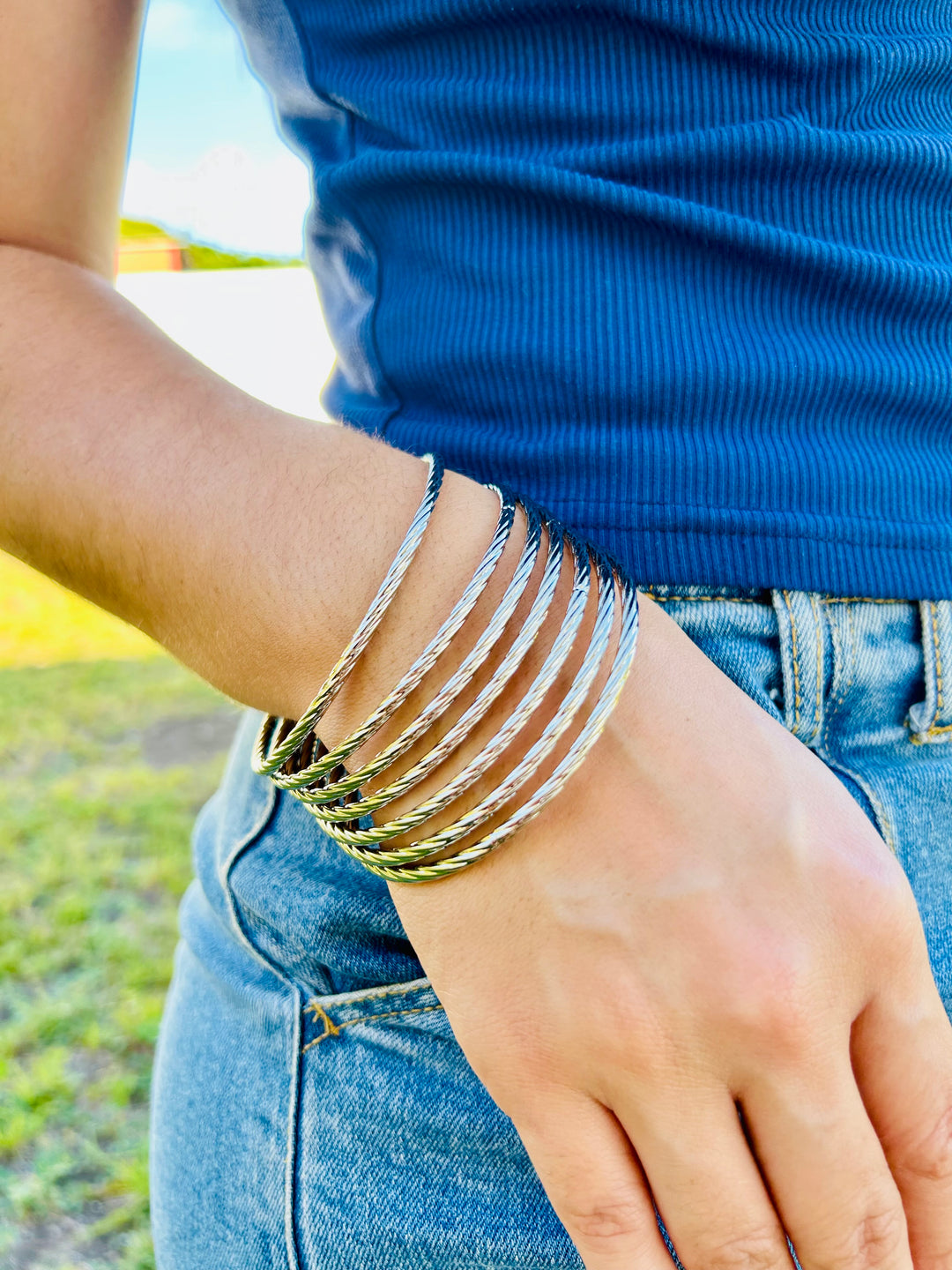 Pulseras Bangles XL Plata