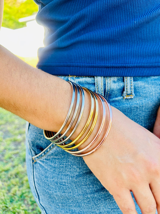 Pulseras Bangles Tres Tonos redondas
